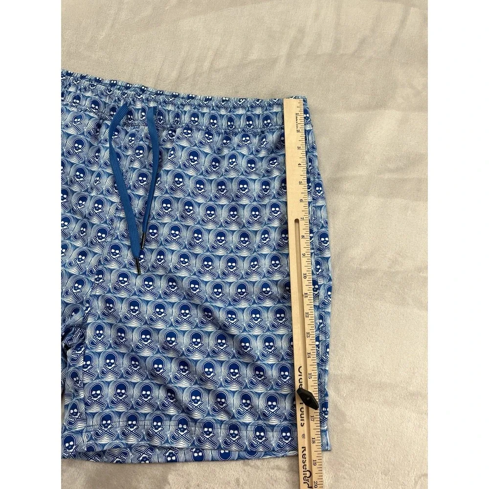 Robert Graham Swim Trunks Shorts Men 2XL Blue Skull Print Compression Lined Surf